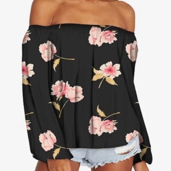 Billabong Mi Amore Floral Print Off-The-Shoulder Top - Picture 3 of 11